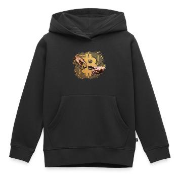 Donner Bitcoin - Sweat Premium à capuche enfant bio - noir - Devant - AI Model Kid Male (0cm)