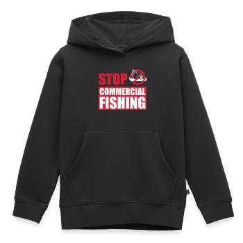 Stop Commercial Fishing and save the World - Kids Premium Organic Hoodie - black - Front - AI Model Kid Male (0cm)