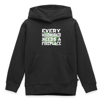 travail forestier forestier marteau-piqueur en bois citation amusante - Sweat Premium à capuche enfant bio - noir - Devant - AI Model Kid Male (0cm)