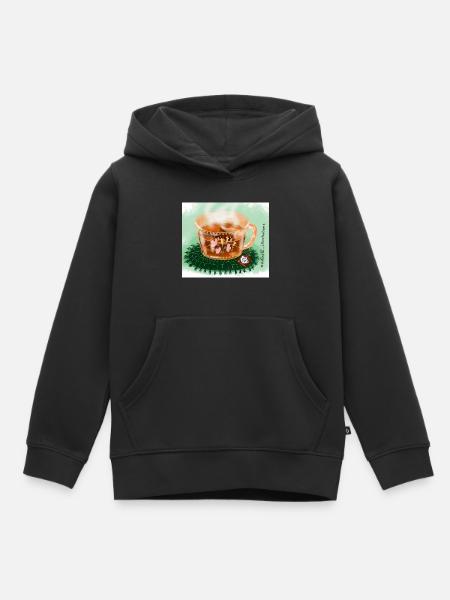 Pause thé - Sweat Premium à capuche enfant bio - noir