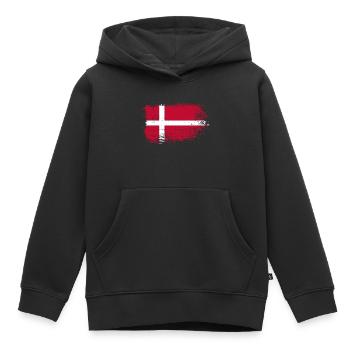 Grunge Dänische Flagge Druck - Kinder Premium Organic Hoodie - Schwarz - Vorne - AI Model Kid Male (0cm)