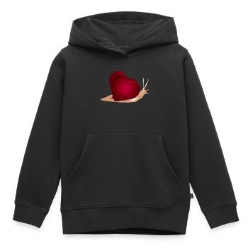 Snail with red heart as a snail shell - Kids Premium Organic Hoodie - black - Front - AI Model Kid Male (0cm)
