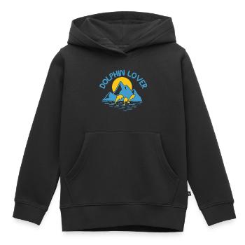 L’AMOUR DES DAUPHINS - Sweat Premium à capuche enfant bio - noir - Devant - AI Model Kid Male (0cm)