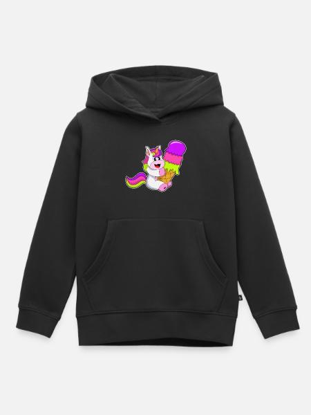 Einhorn Waffeleis - Kinder Premium Organic Hoodie - Schwarz