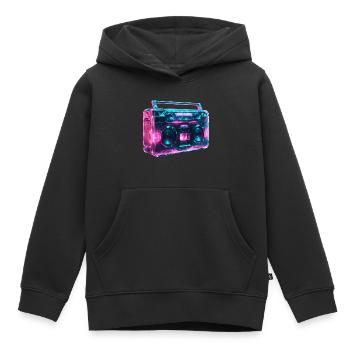 Boom box cassette recorder retro wave - Kids Premium Organic Hoodie - black - Front - AI Model Kid Male (0cm)