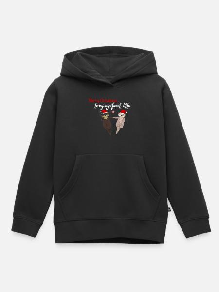 Süße Weihnachtsotter / Weihnachtsmotiv Otter - Kinder Premium Organic Hoodie - Schwarz