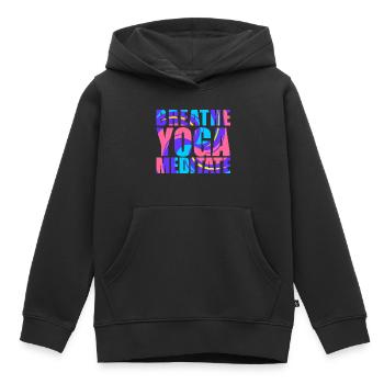 Respirer - Yoga - Méditer - Sweat Premium à capuche enfant bio - noir - Devant - AI Model Kid Male (0cm)