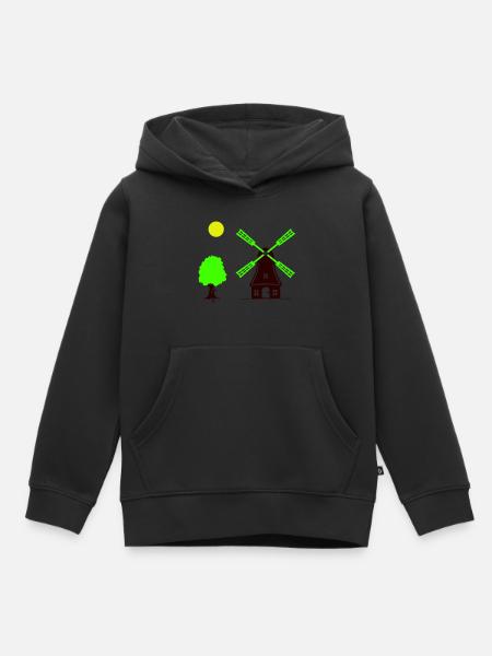 windmühle baum - Kinder Premium Organic Hoodie - Schwarz