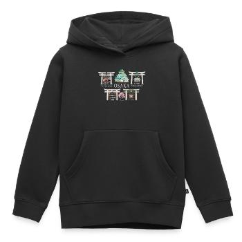 Osaka, 5 Sehenswürdigkeiten, Japan Handzeichnung - Kinder Premium Organic Hoodie - Schwarz - Vorne - AI Model Kid Male (0cm)