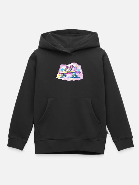 Skateboard mit Schuhe - Kinder Premium Organic Hoodie - Schwarz