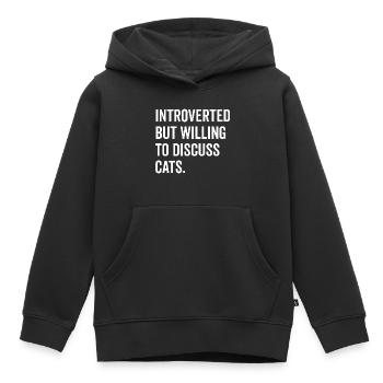 Introvertiert, aber bereit, über Katzen zu diskutieren - Kinder Premium Organic Hoodie - Schwarz - Vorne - AI Model Kid Male (0cm)