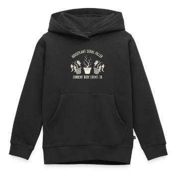 Tueur en série de plantes d’intérieur à l’humour noir - Sweat Premium à capuche enfant bio - noir - Devant - AI Model Kid Male (0cm)
