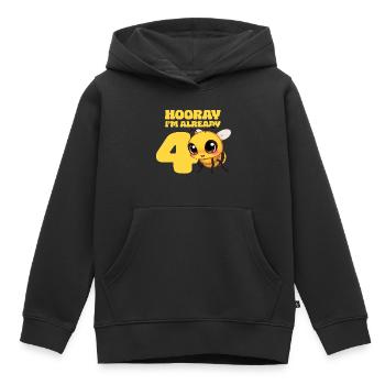 Biene - Hooray I am already 4  - Kinder Premium Organic Hoodie - Schwarz - Vorne - AI Model Kid Male (0cm)