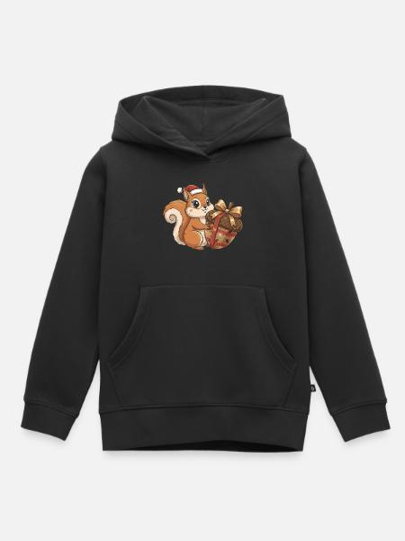 Winterfreude Eichhörnchen Geschenk - Kinder Premium Organic Hoodie - Schwarz