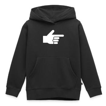 Hand, index finger, pointer - Kids Premium Organic Hoodie - black - Front - AI Model Kid Male (0cm)