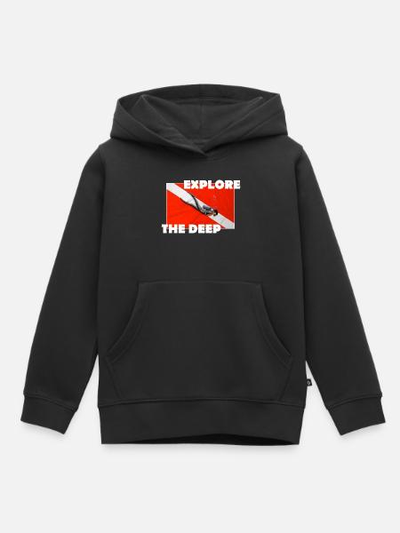 EXPLORE THE DEEP - Kinder Premium Organic Hoodie - Schwarz