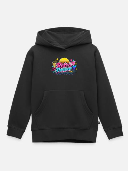 Retro Forever Neon 80er Vibe - Kinder Premium Organic Hoodie - Schwarz