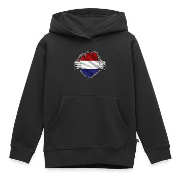 Pays-Bas Drapeau Hollande Drapeau néerlandais - Sweat Premium à capuche enfant bio - noir - Devant - AI Model Kid Male (0cm)