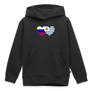 Russland Uruguay Flagge Herz - Kinder Premium Organic Hoodie - Schwarz - Vorne - AI Model Kid Male (0cm)