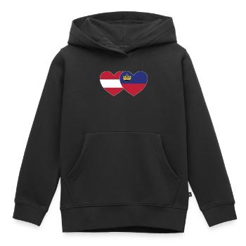 Autriche Liechtenstein Drapeau Coeur - Sweat Premium à capuche enfant bio - noir - Devant - AI Model Kid Male (0cm)