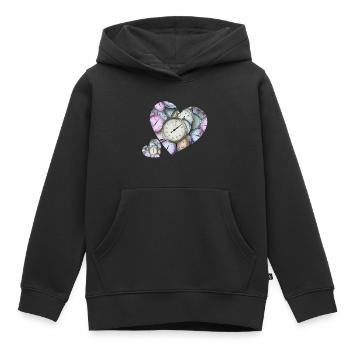 Cœurs de montres - Sweat Premium à capuche enfant bio - noir - Devant - AI Model Kid Male (0cm)