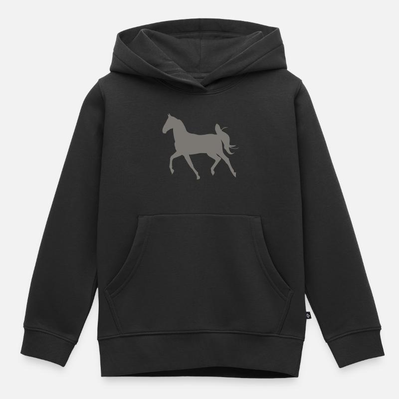 Pferd - Kinder Premium Organic Hoodie - Schwarz