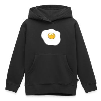 Oeuf au plat avec visage - Sweat Premium à capuche enfant bio - noir - Devant - AI Model Kid Male (0cm)