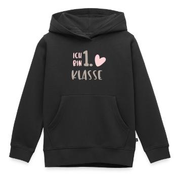 Ich bin 1 Klasse Herz - Kinder Premium Organic Hoodie - Schwarz - Vorne - AI Model Kid Male (0cm)