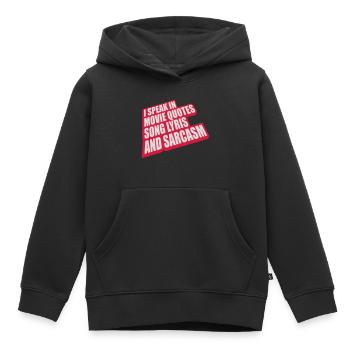 speak lyrics and sarcasm - Kids Premium Organic Hoodie - black - Front - AI Model Kid Male (0cm)