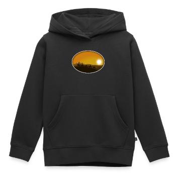 De loin - Sweat Premium à capuche enfant bio - noir - Devant - AI Model Kid Male (0cm)