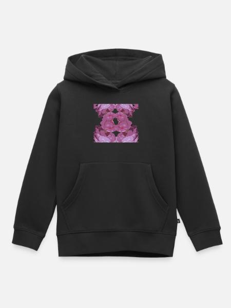 Rose Carré - Sweat Premium à capuche enfant bio - noir