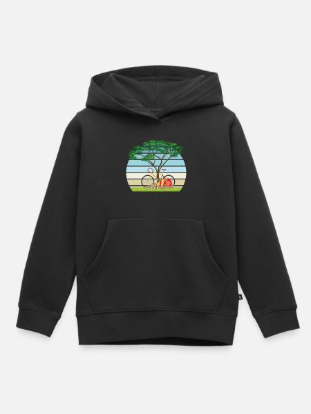 Faultier mit Fahrrad schläft nach Fahrt unter Baum - Kinder Premium Organic Hoodie - Schwarz