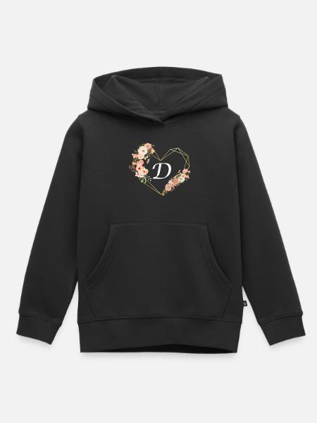 Blumen Goldenes Herz Brief - Kinder Premium Organic Hoodie - Schwarz