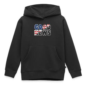 GOOD NEWS Stars and Stripes Bibelvers Evangelium - Kinder Premium Organic Hoodie - Schwarz - Vorne - AI Model Kid Male (0cm)