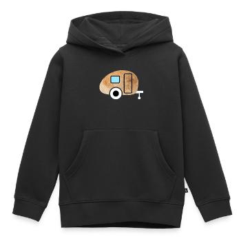 Caravan Caravan Wood Grain Nature Camping Fan - Kids Premium Organic Hoodie - black - Front - AI Model Kid Male (0cm)