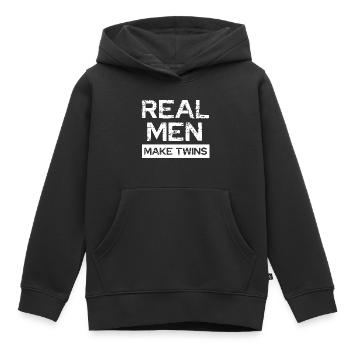 Les vrais hommes font des jumeaux - Sweat Premium à capuche enfant bio - noir - Devant - AI Model Kid Male (0cm)