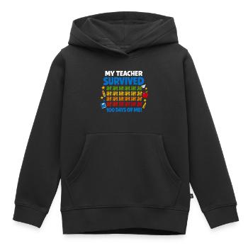 J'ai survécu à 100 jours d'école Rigolo - Sweat Premium à capuche enfant bio - noir - Devant - AI Model Kid Male (0cm)