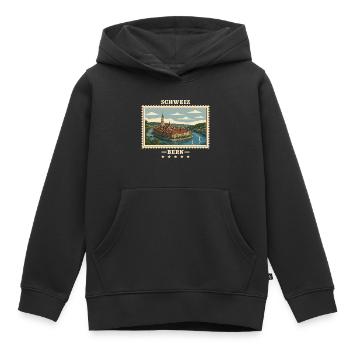 Schweiz Bern Vintage Reisemarke - Kinder Premium Organic Hoodie - Schwarz - Vorne - AI Model Kid Male (0cm)