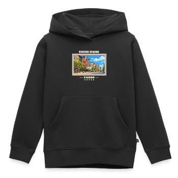 Vereinigte Staaten Fargo Vintage Reisemarke - Kinder Premium Organic Hoodie - Schwarz - Vorne - AI Model Kid Male (0cm)