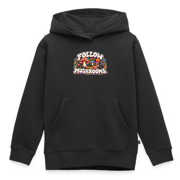 Follow the Mushrooms – Psychedelischer Pilztraum - Kinder Premium Organic Hoodie - Schwarz - Vorne - AI Model Kid Male (0cm)