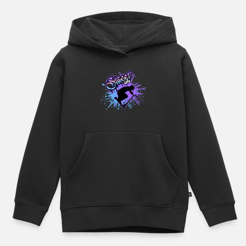 scooter vie de rue - Sweat Premium à capuche enfant bio - noir