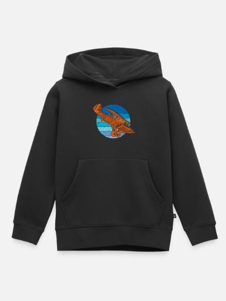 Flugzeug Doppeldecker - Kinder Premium Organic Hoodie - Schwarz