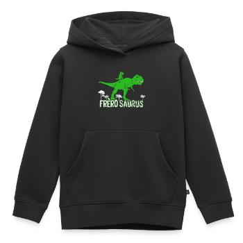 Frèro Saurus Humour Grand Frère Dinosaure - Sweat Premium à capuche enfant bio - noir - Devant - AI Model Kid Male (0cm)