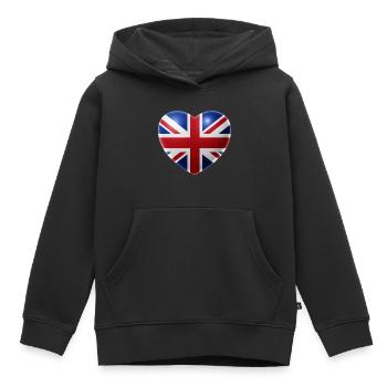 Coeur (Royaume-Uni / Grande-Bretagne) - Sweat Premium à capuche enfant bio - noir - Devant - AI Model Kid Male (0cm)