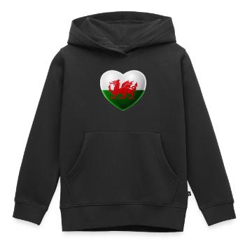 Herz (Wales / Cymru) - Kinder Premium Organic Hoodie - Schwarz - Vorne - AI Model Kid Male (0cm)