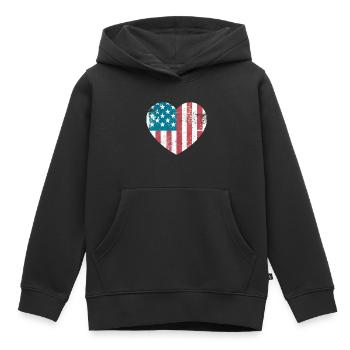 America Heart - Amerika Herz - United States USA - Sweat Premium à capuche enfant bio - noir - Devant - AI Model Kid Male (0cm)