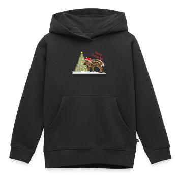 Joyeux Noël, Freddy Frischling - Sweat Premium à capuche enfant bio - noir - Devant - AI Model Kid Male (0cm)