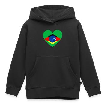 BRASILIEN DEUTSCHLAND Kombination Flaggenherz - Kinder Premium Organic Hoodie - Schwarz - Vorne - AI Model Kid Male (0cm)