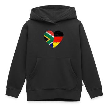Afrique du Sud Allemagne Flag Heart - Sweat Premium à capuche enfant bio - noir - Devant - AI Model Kid Male (0cm)