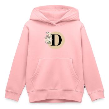 letter D - Kids Premium Organic Hoodie - rose - Front - AI Model Kid Female (0cm)